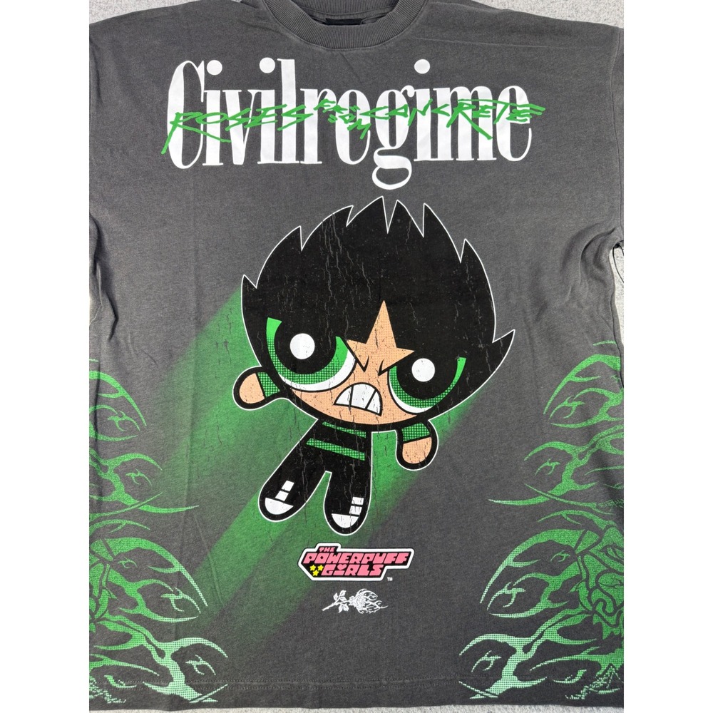 Civil Regime Powerpuff Girls Buttercup T-Shirt Charcoal Grey Medium NWT